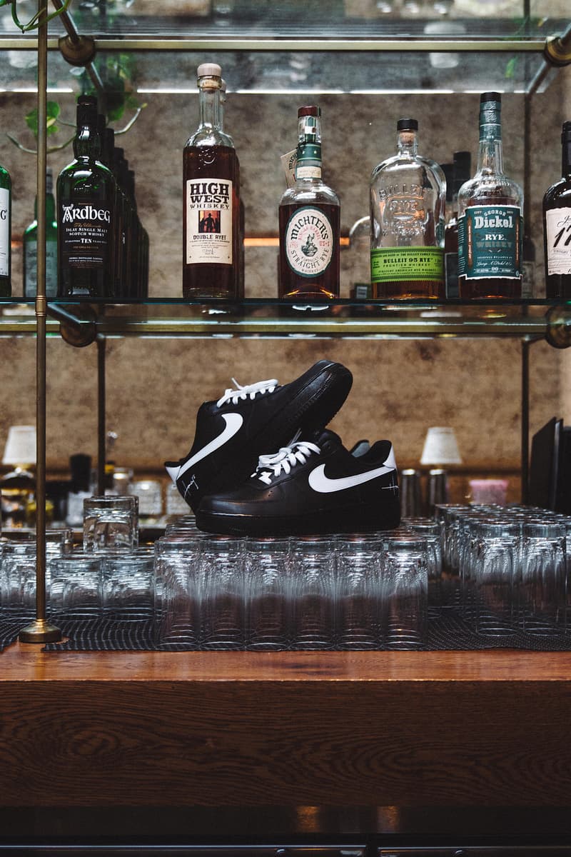 Nike Air Force 1 Low Honeys Chicago Staff Shoes Custom Bespoke Script Logo Restaurant black white