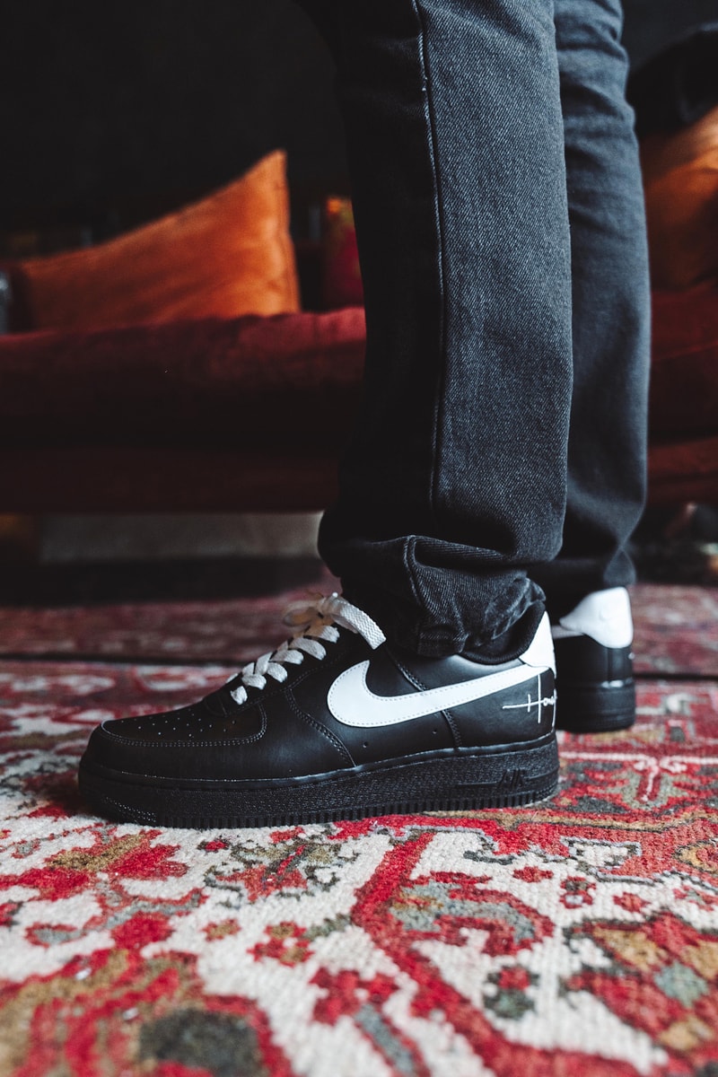 Nike Air Force 1 Low Honeys Chicago Staff Shoes Custom Bespoke Script Logo Restaurant black white