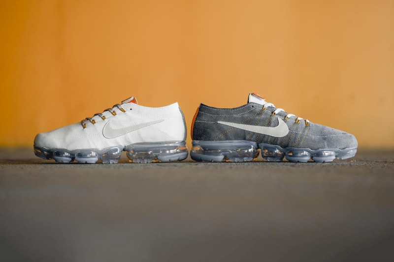 Nike Air VaporMax BespokeIND Leather Custom Pack Sneaker White Grey