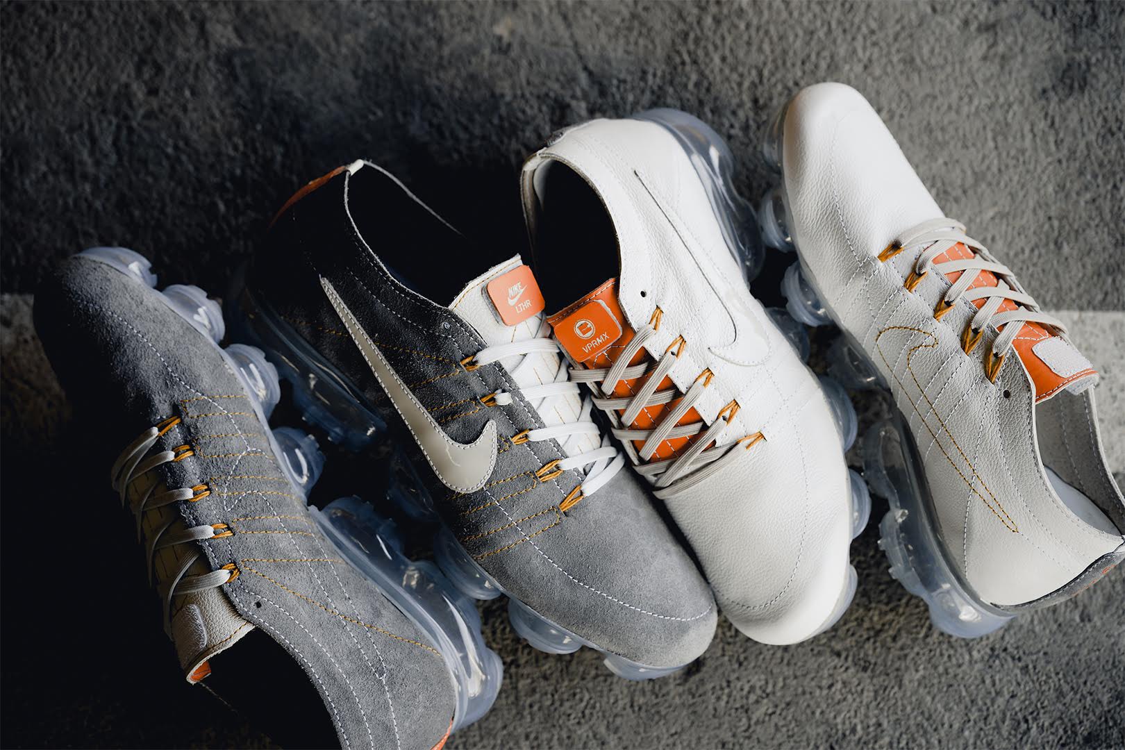 Nike Air VaporMax BespokeIND Leather Custom Pack Sneaker White Grey