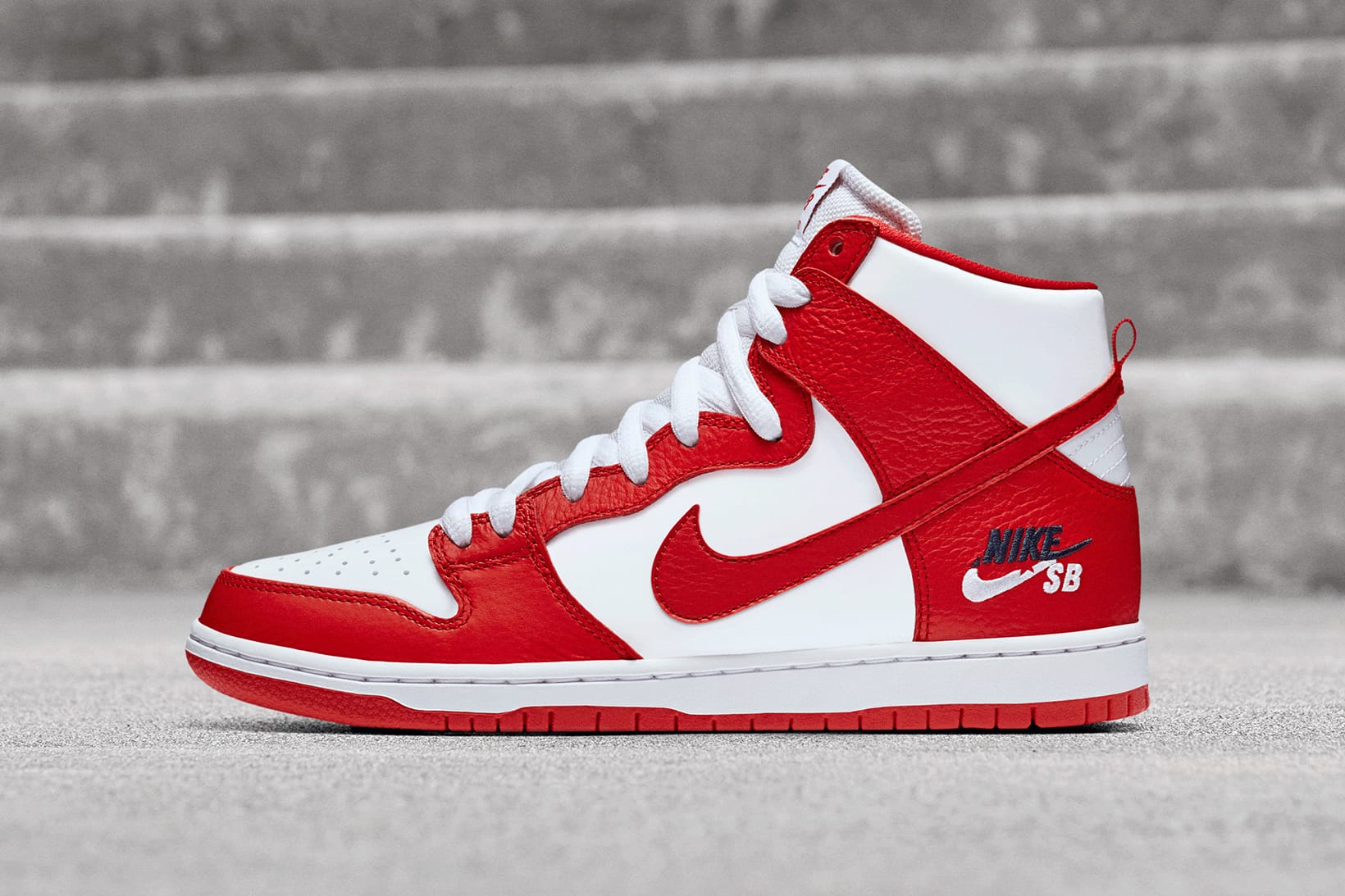 dunk high red white