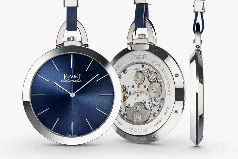 Piaget Altiplano 60th Anniversary Pocket Watch 2017 SIHH 1957 Homage Tribute Nod blue leather 18k white gold sapphire crystal