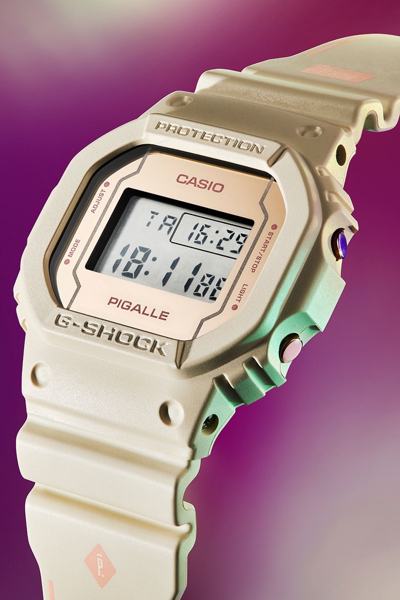 Pigalle Casio G SHOCK DW 5600 Watch Collaboration Black Beige Off White 2017 November 1 Release Date Info