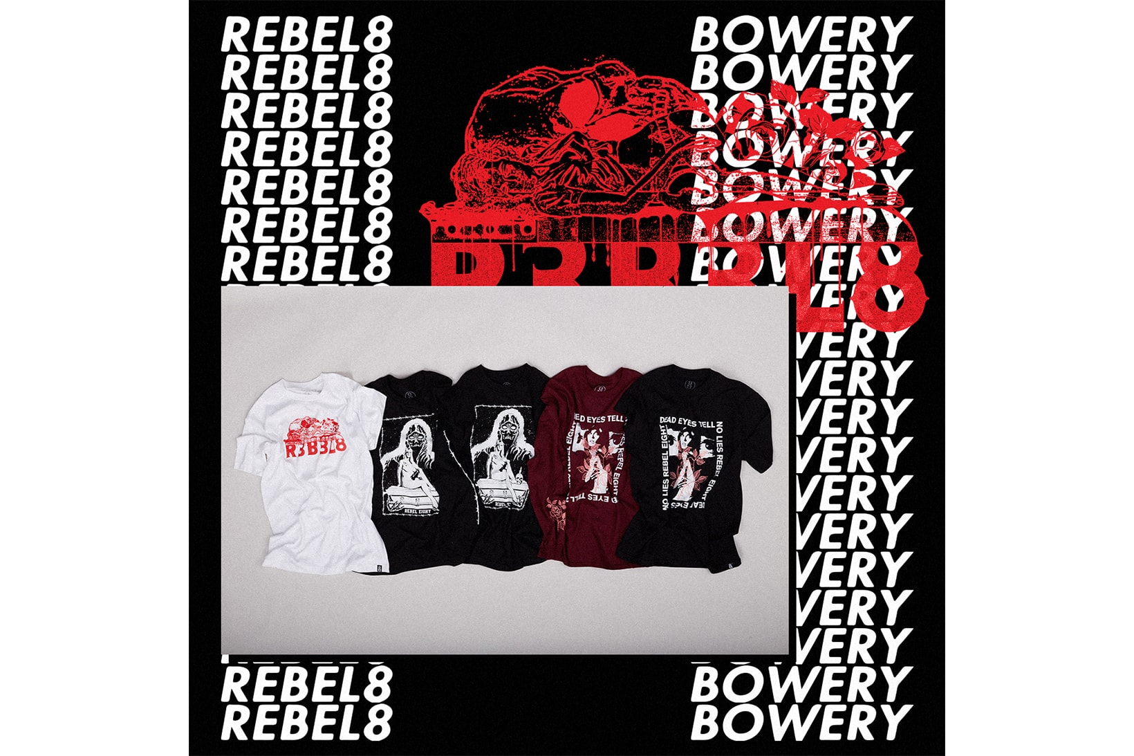 REBEL8 Bow3ry Fall Winter 2017 Capsule Collection Collaboration Release Date Info t-shirt hoodie jacket coat dead eyes tell no lies