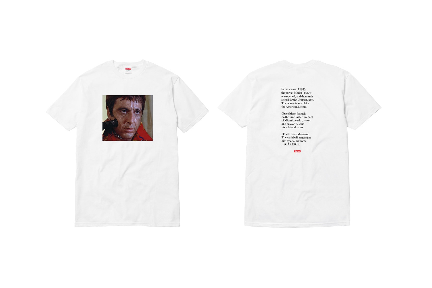 Supreme Scarface White T-Shirt Gun Al Pacino