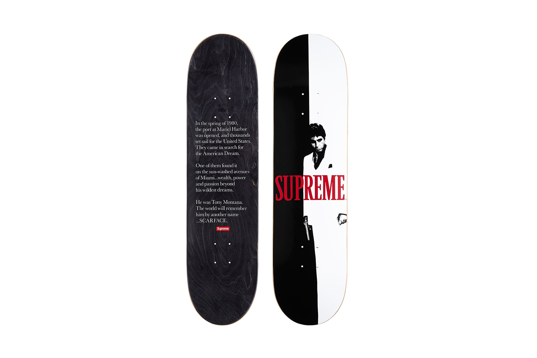 Supreme Scarface Black Red Movie Poster Skate Deck