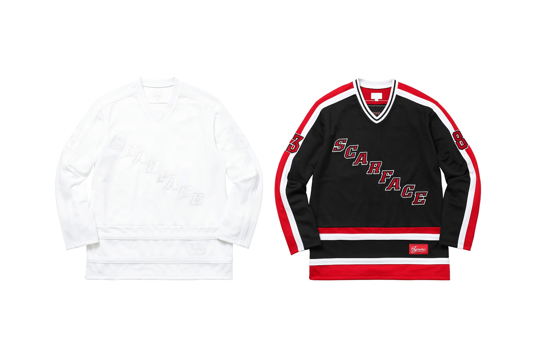 Supreme Scarface White Black Red Hockey Jersey Front