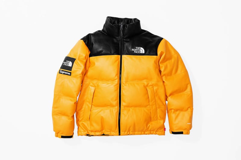 blue and yellow north face supreme jacket