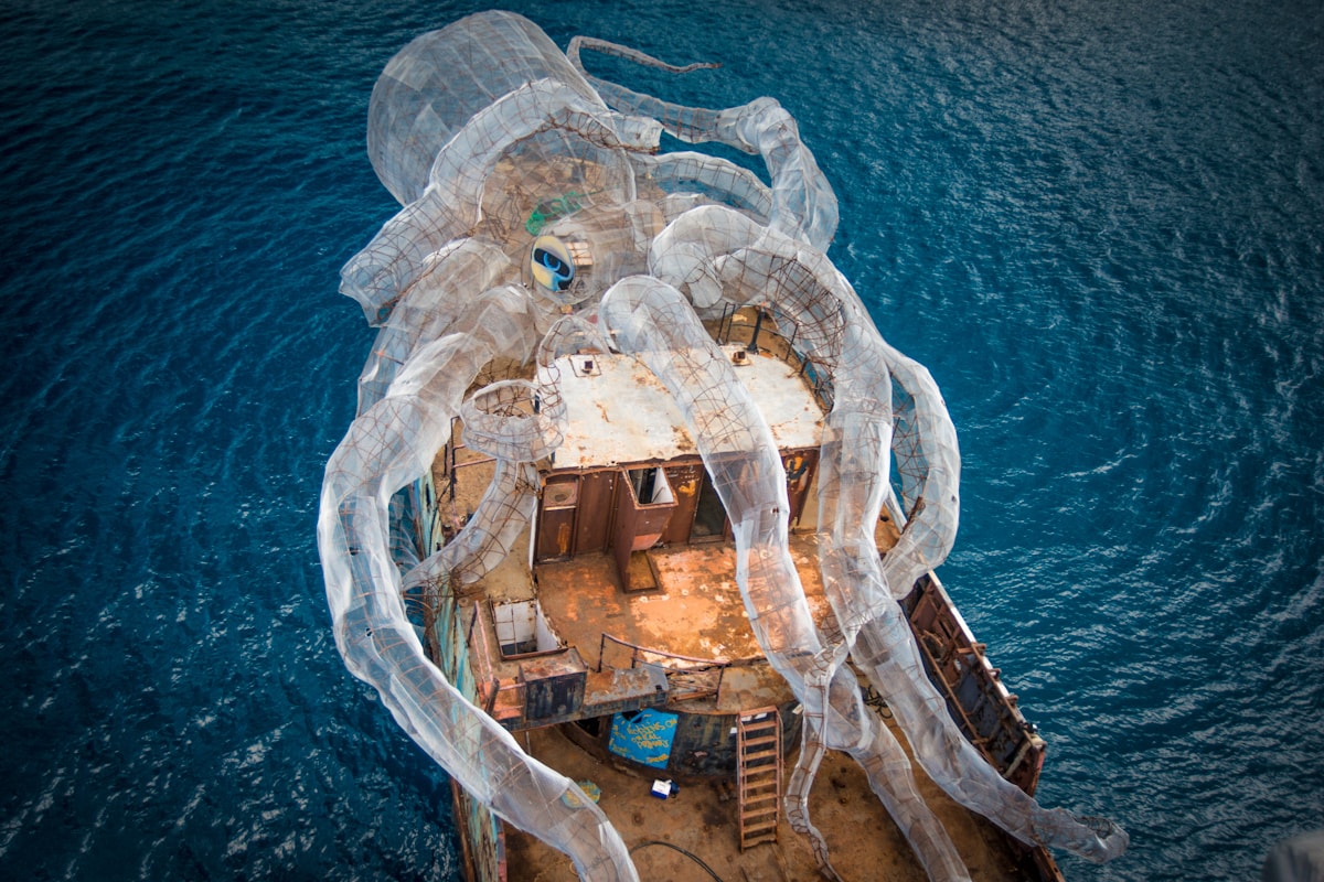 Richard Branson Sunken Ship 80 Foot Steel Kraken BVI Art Reef Kodiak Queen Virgin Gorda Caribbean Art Installation
