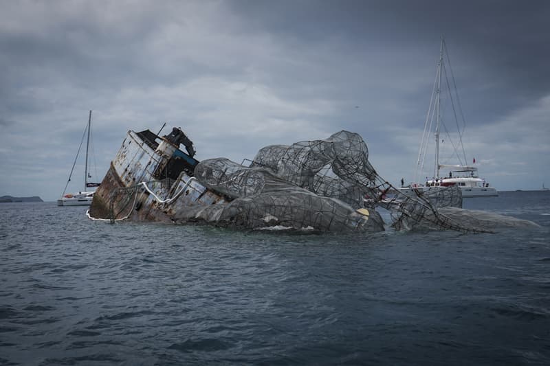 Richard Branson Sunken Ship 80 Foot Steel Kraken BVI Art Reef Kodiak Queen Virgin Gorda Caribbean Art Installation