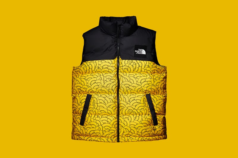 the north face nuptse yellow dome print