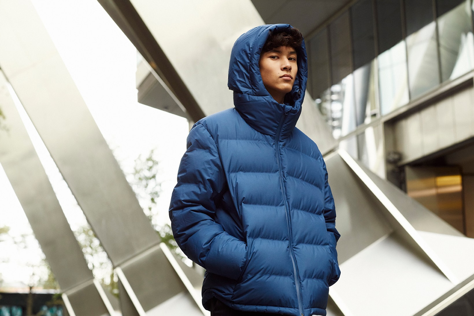 Uniqlo Seamless Down Innovation Lookbook collection bubble coat jacket parka outerwear blue grey gray brown