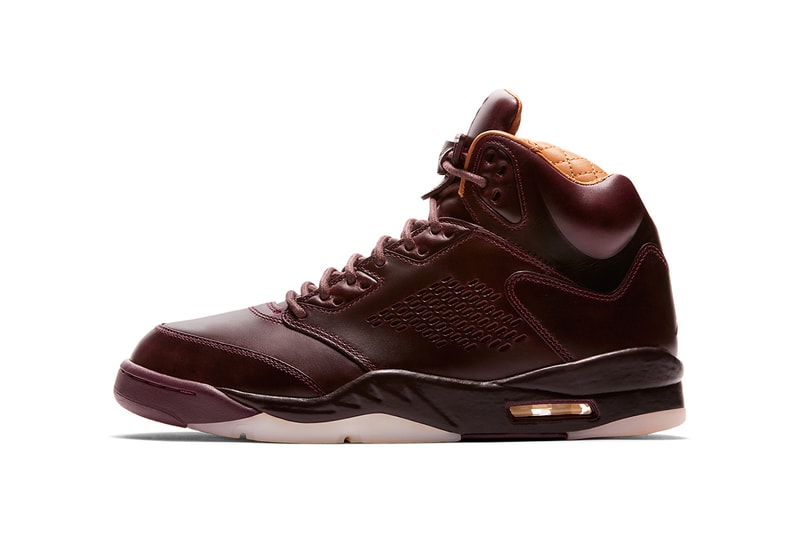 Air Jordan brand v 5 Premium leather Bordeaux burgundy maroon oxblood 2017 December 14 Release Date Info Sneakers Shoes Footwear Drop michael
