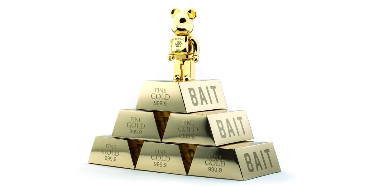 Medicom BE@RBRICK BAIT Gold Bar 400% Bearbrick COMPLEX CON EXCLUSIVE 