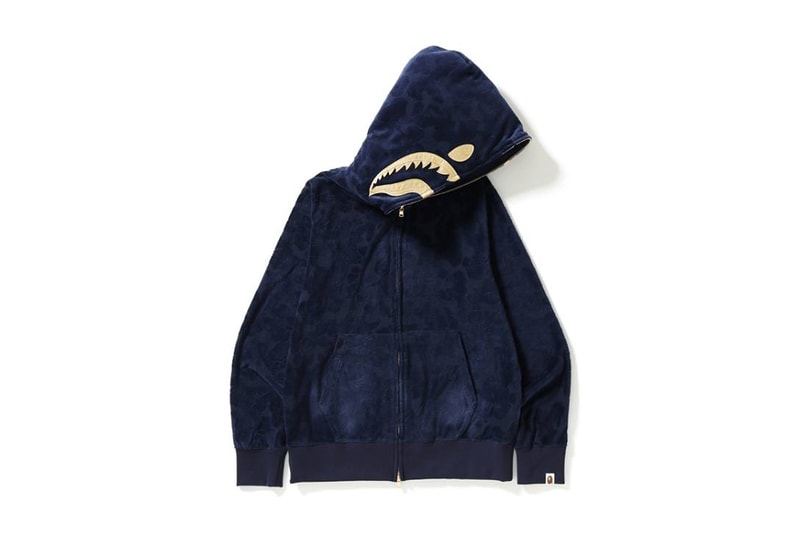 BAPE ABC Velour Shark Full Zip Hoodie Mr BATHING APE Jacket Navy Black 2017 November 4 Release Date Info