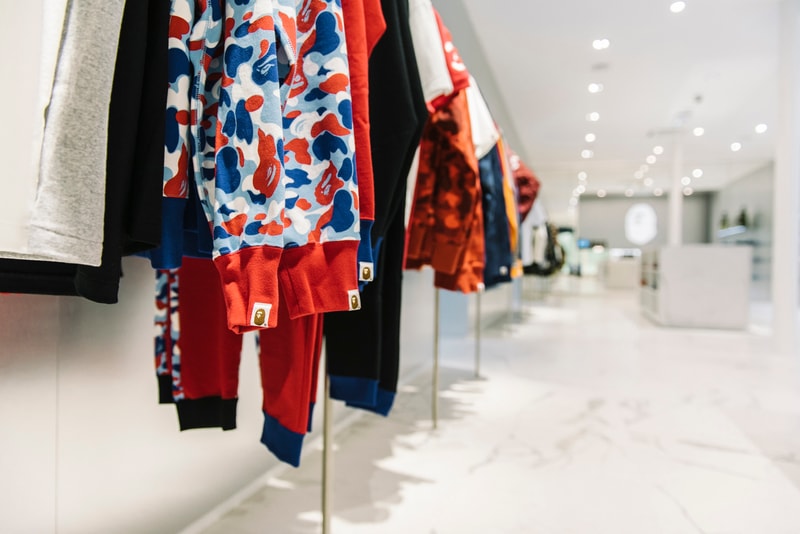 Exclusive Look Inside BAPE Paris Store Opening France Ape Camouflage French Flag