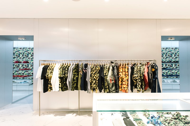 Exclusive Look Inside BAPE Paris Store Opening France Ape Camouflage French Flag