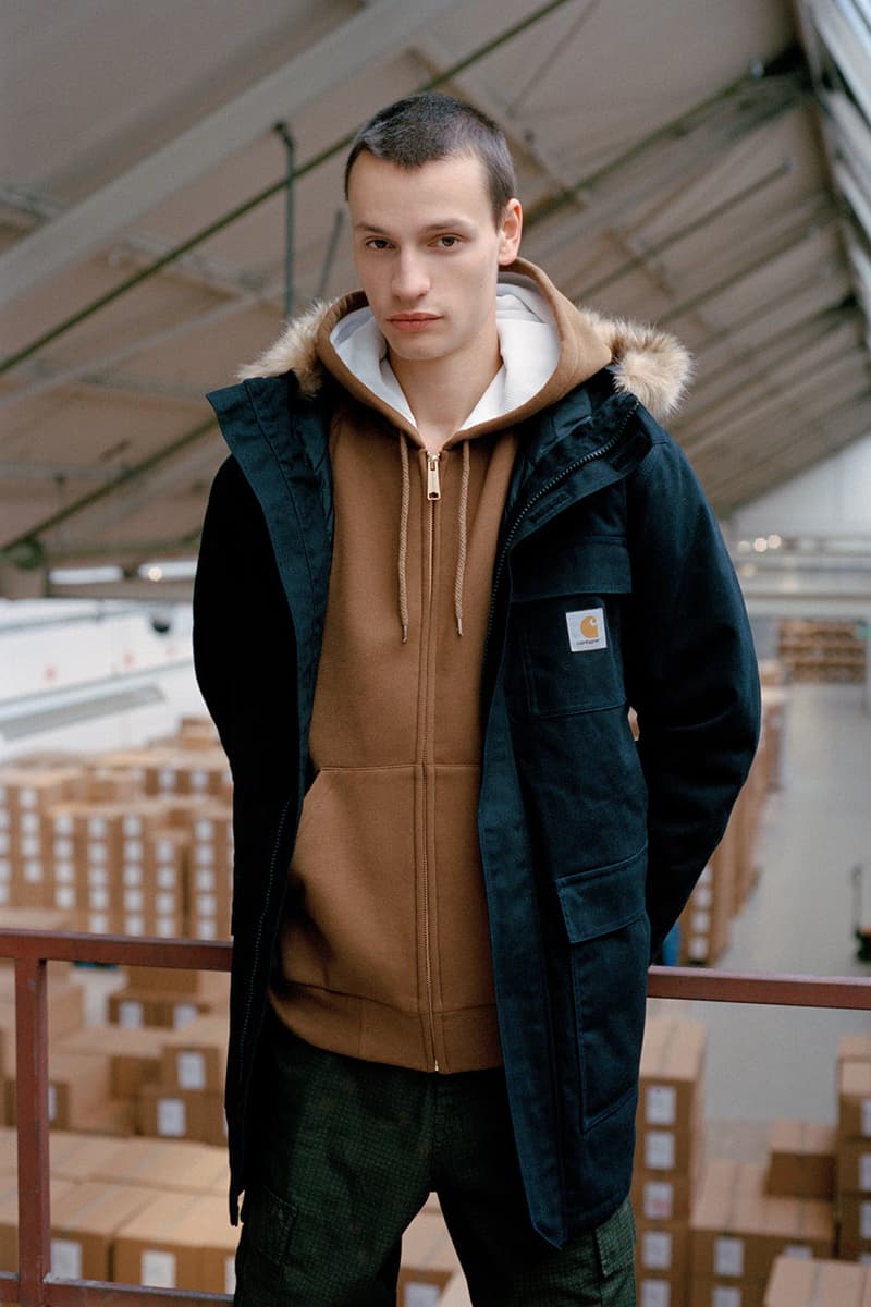Carhartt WIP 2017 Fall/Winter 2017 Collection Lookbook Outerwear pants camo knit cap branding logo beanie wool fur sukajan souvenir jacket