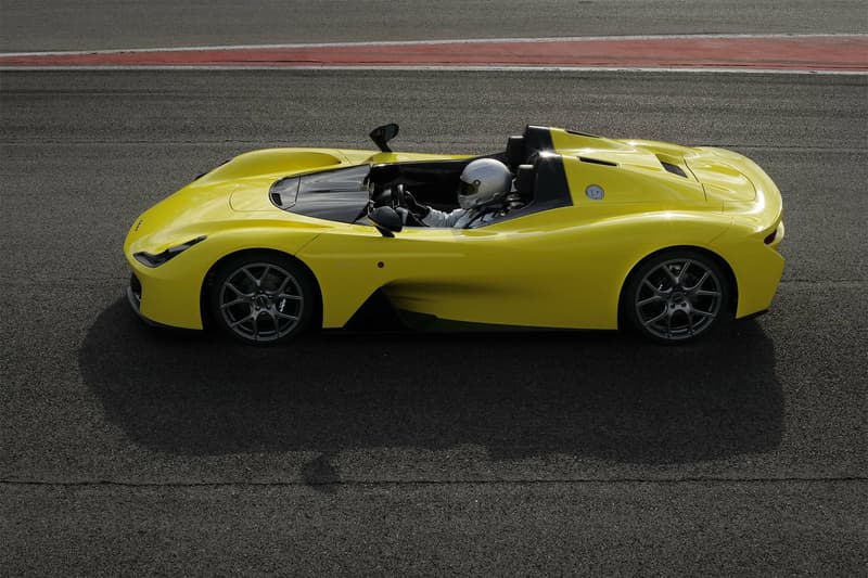 Dallara Stradale Road Car Unveiled Roadster yellow convertible sportscar sports race racecar Italian italy carbon-fiber no doors doorless