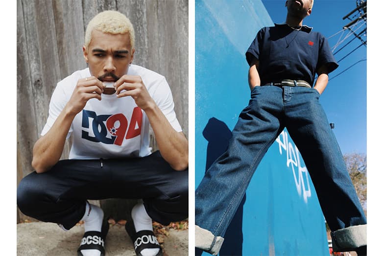 DC Shoes Heritage Editorial Lookbook Shoot Track Pants Cargo Trousers Skateboarders DC Skate Team 1990 90s retro Acclaim Magazine Kalis Astor