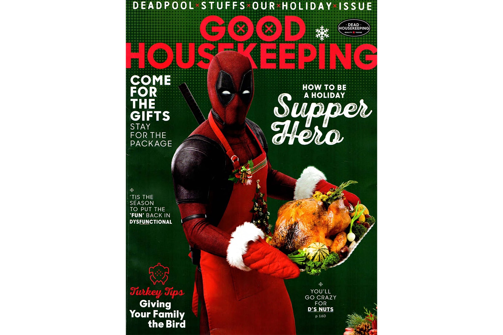 Deadpool 2 Good Housekeeping Cover Thanksgiving Christmas Holidays Ryan Reynolds Wade Wilson