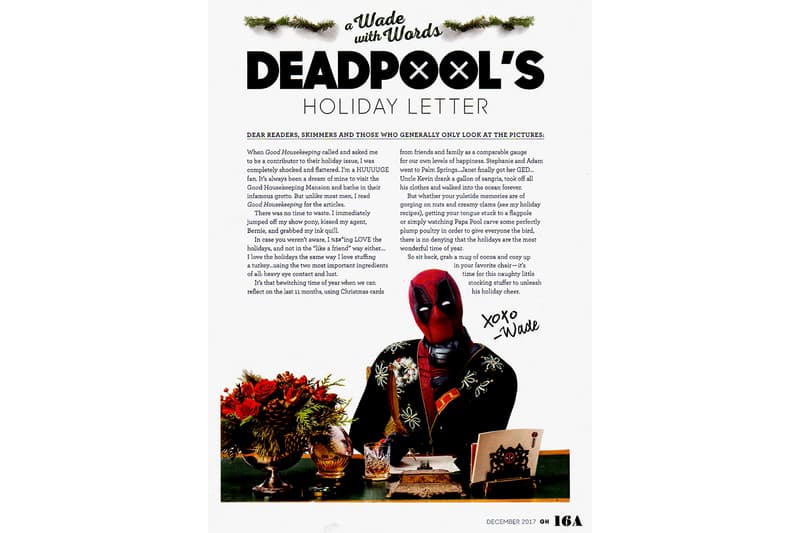 Deadpool 2 Good Housekeeping Cover Thanksgiving Christmas Holidays Ryan Reynolds Wade Wilson