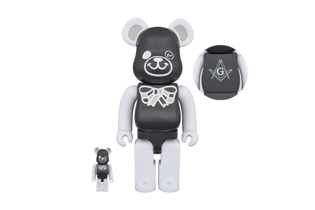 fragment design Medicom Toy Freemasonry BEARBRICK Collaboration Black White T Shirt 100 400 2017 November 25 Release Date Info All-Seeing Eye Square Compass Panda