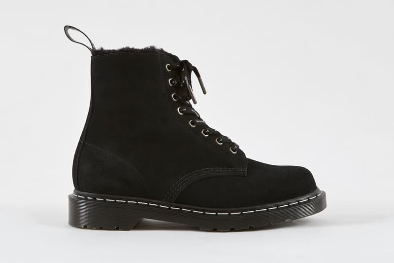 Goodhood Dr. Martens 8-Hole Boot Black Colorway Suede Outer Faux Fur Lined Shoe