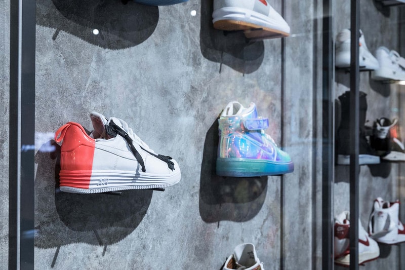 HBX Nike AF-100 Pop-Up Space Hong Kong The Landmark Air Force 1 Sneaker Shoe Model Wall History Collaborations Kareem Biggs Burke Acronym Rocafella Travis Scott Don C Drop Release Date Info