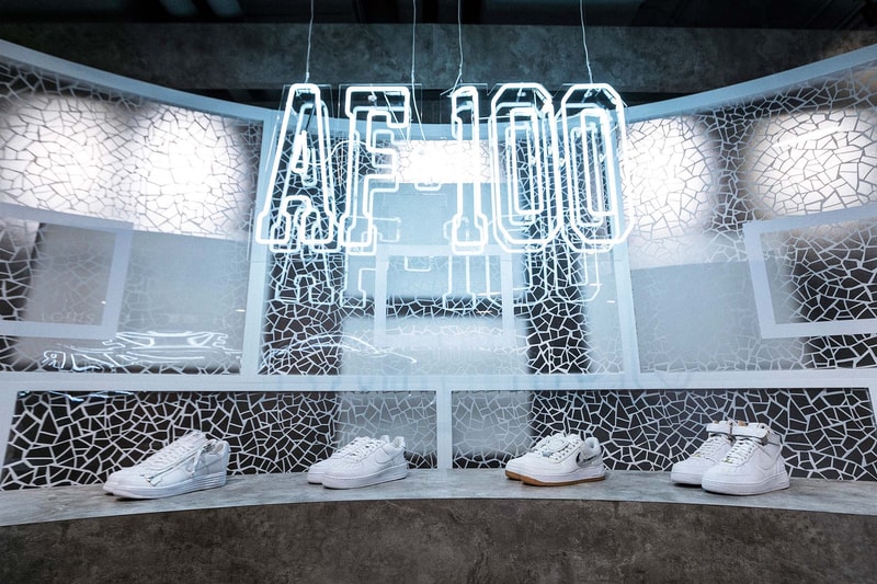 HBX Nike AF-100 Pop-Up Space Hong Kong The Landmark Air Force 1 Sneaker Shoe Model Wall History Collaborations Kareem Biggs Burke Acronym Rocafella Travis Scott Don C Drop Release Date Info