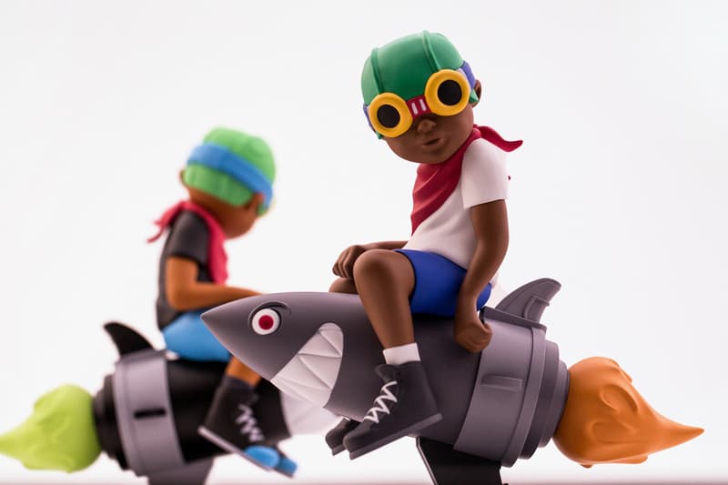 Hebru Brantley Billionaire Boys Club BBC BAIT ComplexCon Collectibles Art Artwork fly boy toy figurine bomb shark missile black white