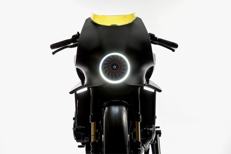 Honda CB4 Interceptor Retro Futuristic Motorcycle EICMA Milan 2017 touchscreen display tank wink fan headling led ring wind power bike 