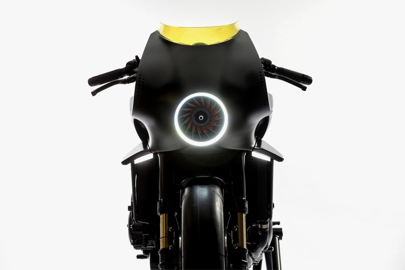Honda CB4 Interceptor Retro Futuristic Motorcycle EICMA Milan 2017 touchscreen display tank wink fan headling led ring wind power bike 