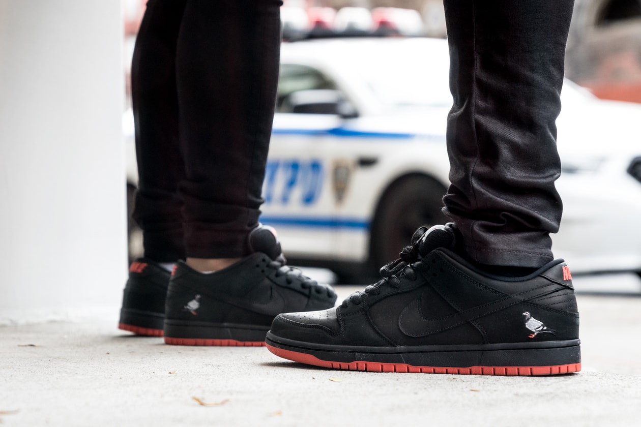 Jeff Staple Nike Dunk SB Low Black Pigeon Staple Design Reed Space Pop Up Extra Butter NYPD 2005 Riot Laser Etching LES Lower East Side Sneakers Release Info Date Drops November 7 11 SNRKS App