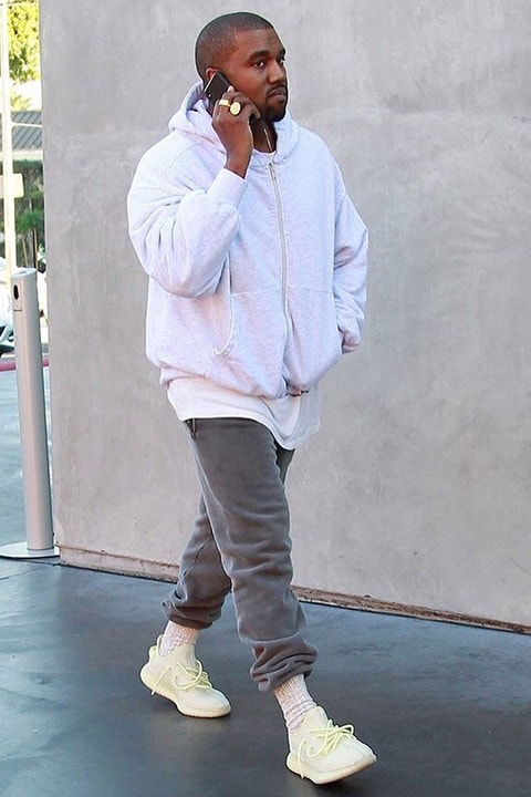 Kanye West in Unreleased Adidas 350 Boosts in New York City
