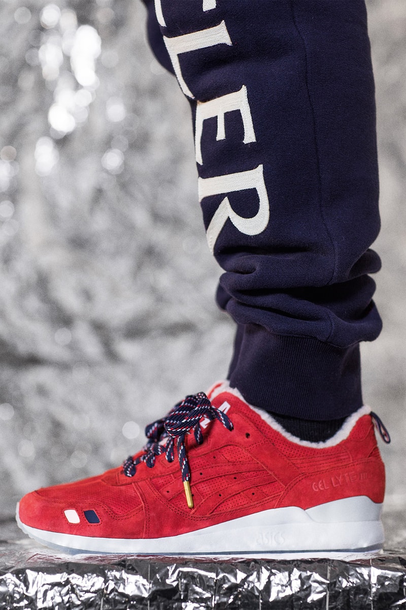 KITH Moncler Collaboration Lookbook Collection ASICS GEL Lyte III Red White Blue 2017 December 2 9 Release Date Info Delivery 1 2 Sneakers Shoes Footwear