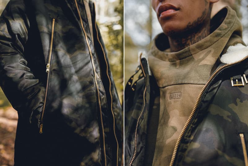 KITH Winter 2017 Lookbook Ronnie Fieg fashion streetwear jacket outerwear coat hoodie camouflage flannel jeans denim Fracap boots hiking
