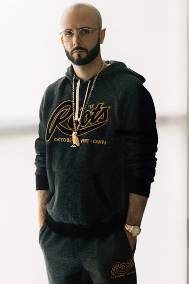 Octobers Very Own Roots Fall Winter 2017 Lookbook fashion  sweats sweatsuit sweatshirt crewneck hoodie varsity jacket sweatpant 40 model