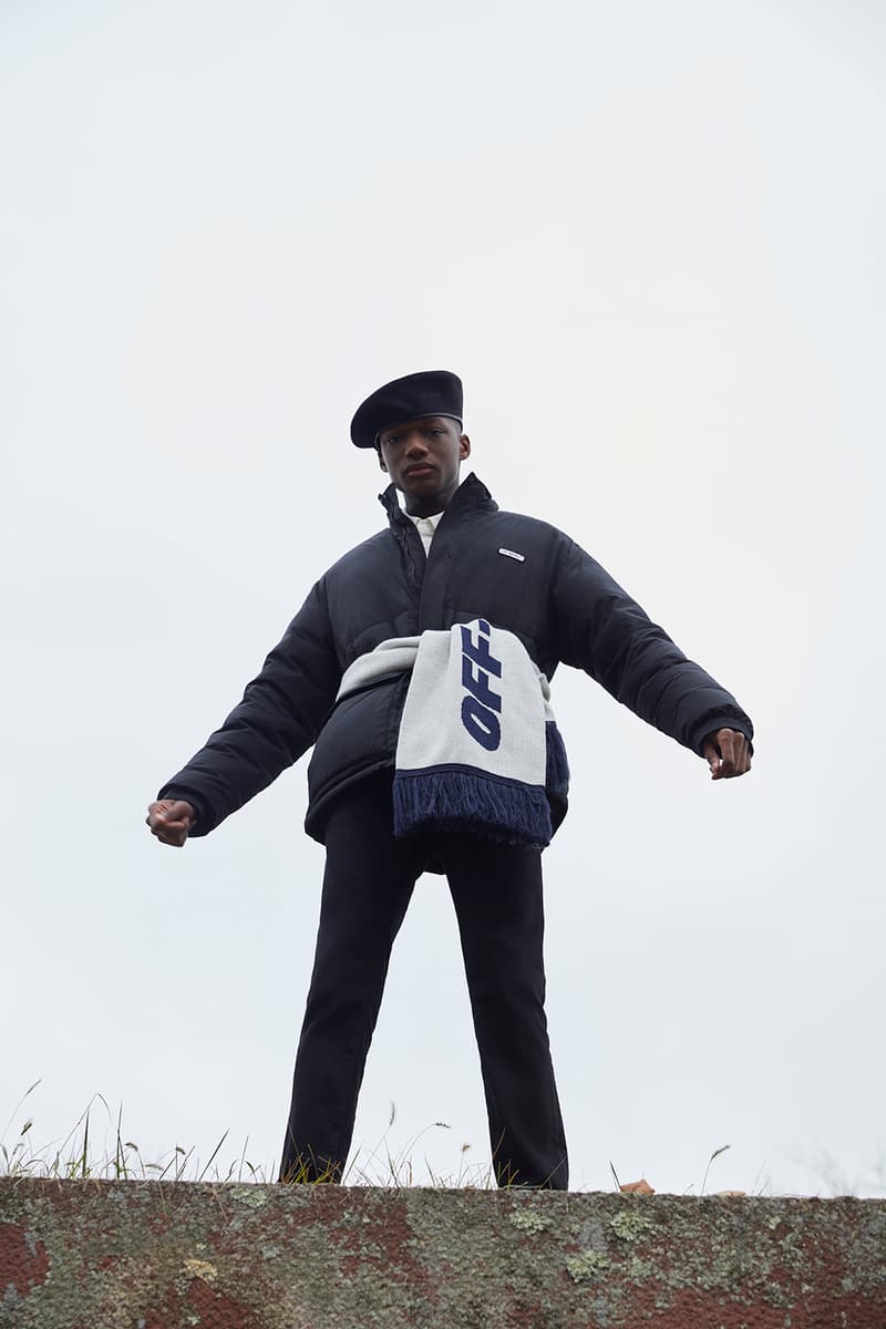 OFF WHITE 2018 Pre Fall House Hunting Collection Lookbook Virgil Abloh April Release Date Info Drop Release Suit Beret Sneaker Suit Jumpsuit Logo Scarf Jacket Bomber Bag Belt Sweater Sandal Slide Tie