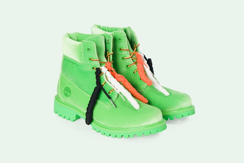 Off White Virgil Abloh Timberland 6 Inch Boots Green Leather Black White Orange March 8 2018 Release Date Info Drops