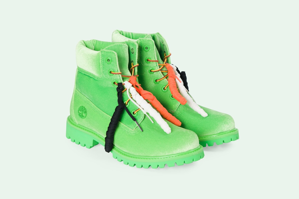 Off White Virgil Abloh Timberland 6 Inch Boots Green Leather Black White Orange March 8 2018 Release Date Info Drops