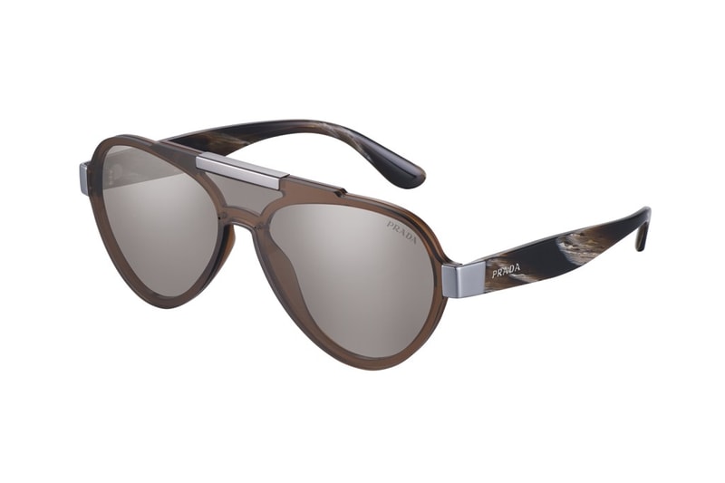 Prada Sunglasses 2017 Fall Winter Collection Italy Luxottica Frames Aviator Lenses Prints Pattern