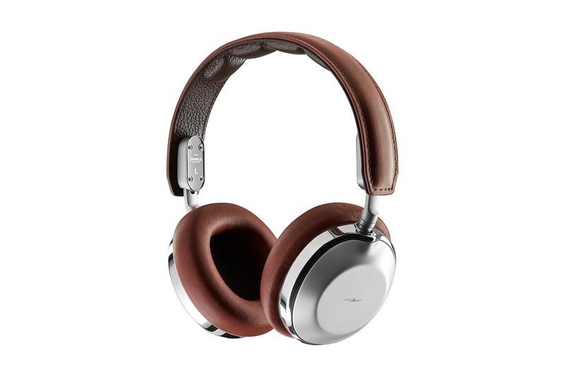 Shinola Canfield Over On Ear Headphones brown black silver metallic metal leather music monitor 