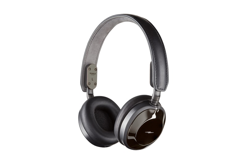 Shinola Canfield Over On Ear Headphones brown black silver metallic metal leather music monitor 