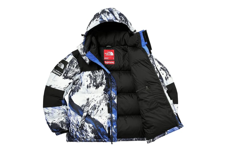 Supreme The North Face Winter 2017 Collection Release Baltoro Mountain Parka White Blue Jacket Backpack Blanket Duvet Comforter