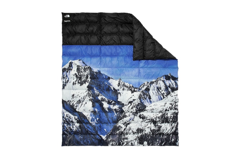Supreme The North Face Winter 2017 Collection Release Baltoro Mountain Parka White Blue Jacket Backpack Blanket Duvet Comforter