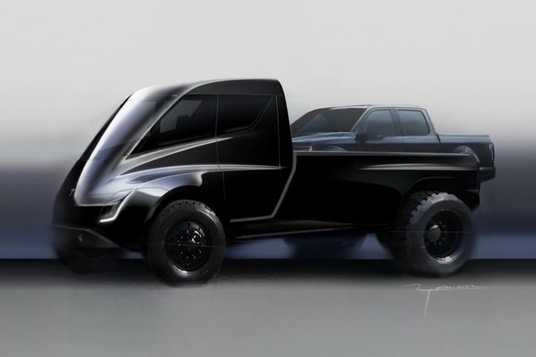 Tesla Electric Pickup Truck Model Rendering Elon Musk