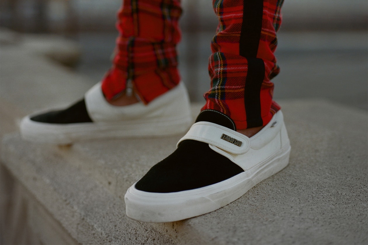 Exclusive Vans Fear of God FOG f.o.g. Collection Jerry Lorenzo Footwear sneakers shoes red white black corduroy, canvas or suede Slip-On 47 V DX Mountain Edition 35 DX and Era 95 DX pacsun pac sun