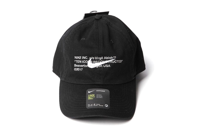 Virgil Abloh Nike TEN ICONS RECONSTRUCTED Hat Cap Black White COMME des GARCONS Seoul Release Info Date Drops