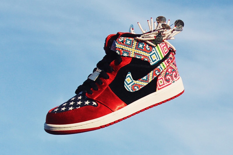 Ting Meister Designs Custom Hmong Air Jordan 1 Hmong American Festival in May 2018 Minneapolis china chines sneakers kicks shoes red black beads